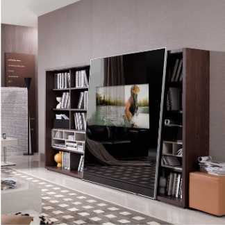 易格家具 经典电视柜 k532厅柜 咖色白橡/纤维板/黑色
