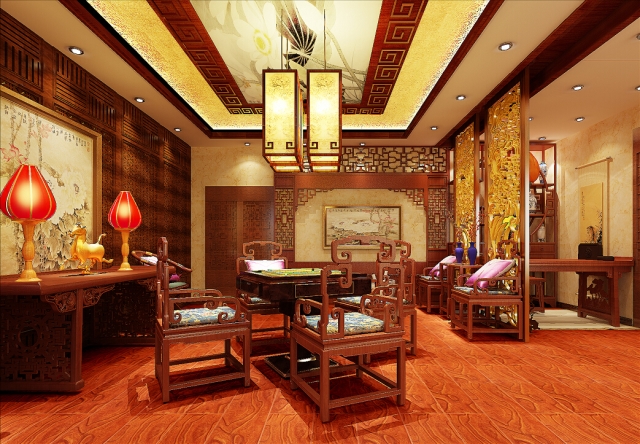 中式古典客厅灯具装修效果图大全