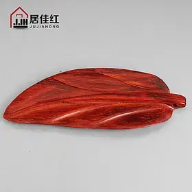 居佳红 印度小叶紫檀牛毛纹叶子手把件 红木无事牌挂件手工雕刻
