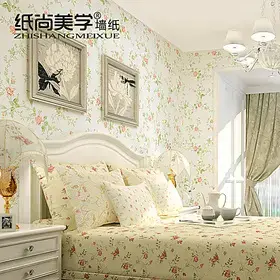 c纸尚美学无纺布墙纸 田园清新小碎花卧室温馨客厅背景墙装修壁纸