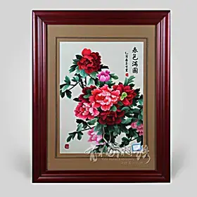 湘绣 牡丹 花开富贵 春色满园 湖南特产 纯手工刺绣