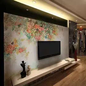 侬卡壁画 万花齐放 家装设计现代简约温馨墙纸卧室壁纸电视墙背景