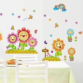 幼儿园装饰墙贴纸壁纸 创意儿童卧室房间装饰贴画卡通笑脸向日葵