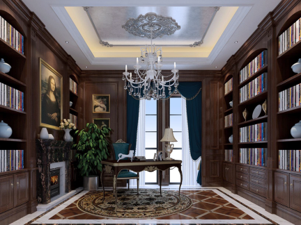 欧式新古典五居室书房装修图片