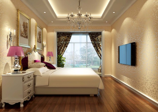 105平米二居室卧室床装修效果图大全2014图片
