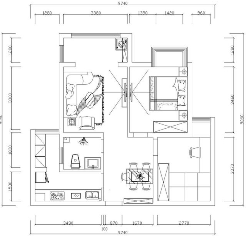 05平米二居室装修设计图片_样板间_实景图-搜房网装修设计网