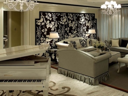 白色雅致欧式客厅钢琴设计图-2017客厅钢琴区装修效果图 房天下装修