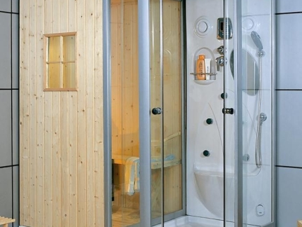 现代时尚家庭桑拿房淋浴间设计图