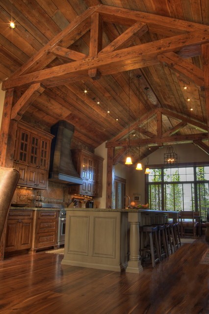 乡村美式风格木屋厨房实木家居装修设计