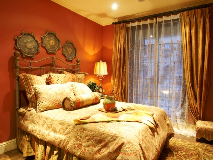欧式浪漫橙色系卧室装修效果图