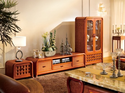 客厅古典风格豪华电视柜效果图