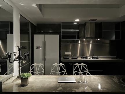 灰色系炫酷沉稳现代简约风格厨房效果图图片