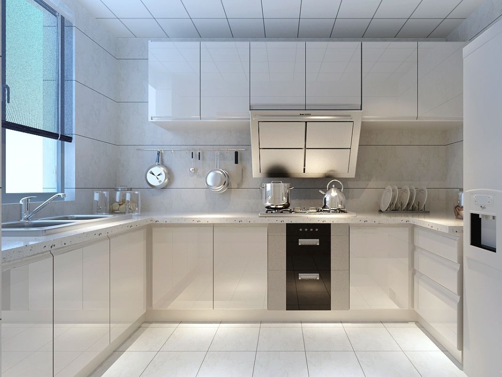 清爽简约95平二居室厨房橱柜装修效果图