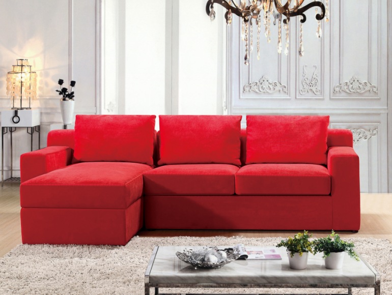 小资情调混搭风优雅舒适客厅红沙发效果图