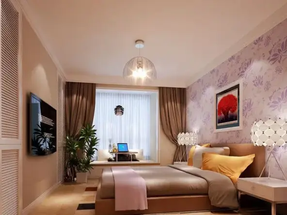 卧室电视墙一边原来是洗衣间缺少了收纳功能，设计后将其分为一个洗衣房，一个衣帽间 ，满足了客户收纳衣服的功能，阳台做成榻榻米既能储物又能满足休闲功能，可谓是麻雀虽小五脏俱全。