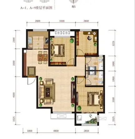 石家庄乾园现代简约三居室装修效果图_125平米5万装修设计案例-石家庄