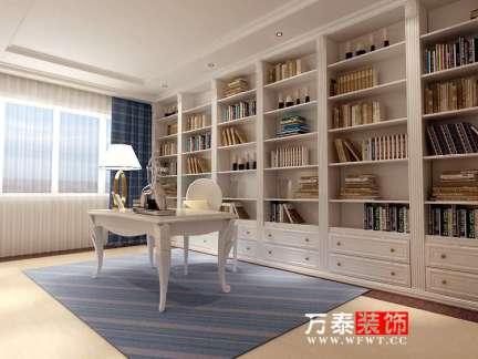 中式风格四居室书房书柜装修效果图欣赏