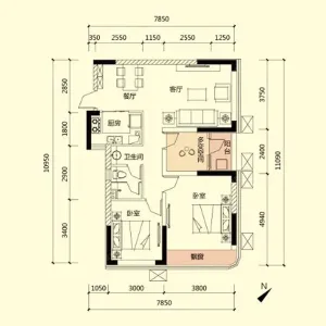 三居室最好的户型图90个平方 400x300c.jpg