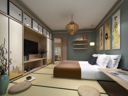 两居室日式风格卧室榻榻米装修图