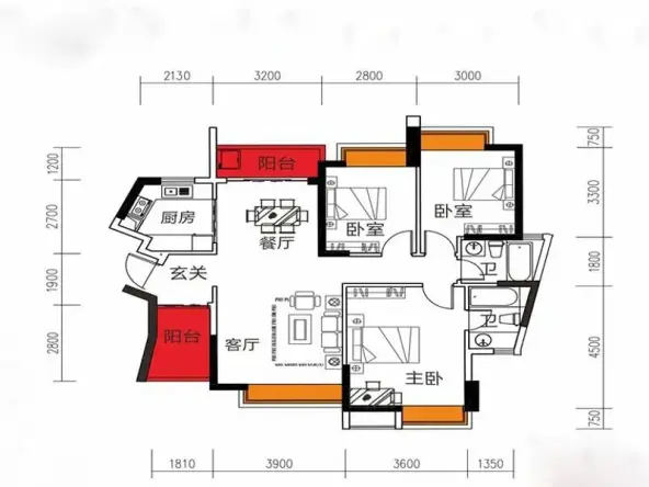 华凯逸悦豪庭三居室户型图