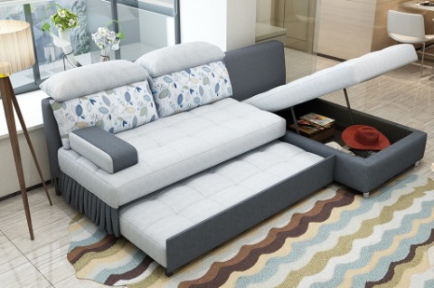 现代风格 宜家家具 全拆洗 储物沙发床 百变造型 多功能布艺沙发床