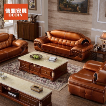 德沁 皮沙发 欧式古典沙发 美式沙发大户型别墅客厅组合家具