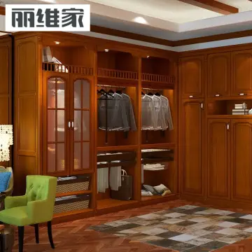 丽维家 美式实木衣柜 主卧室衣帽间定制 整体衣柜定做