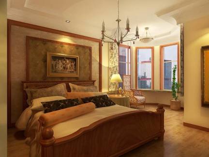 棕色东南亚风格浪漫卧室背景墙装修图片