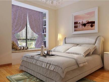 米色现代风格卧室雅致窗帘装修效果图