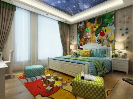 混搭风格儿童房彩色背景墙pinnacle平博设计图