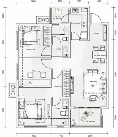 北京万科城臻园现代简约三居室装修效果图_90平米7万