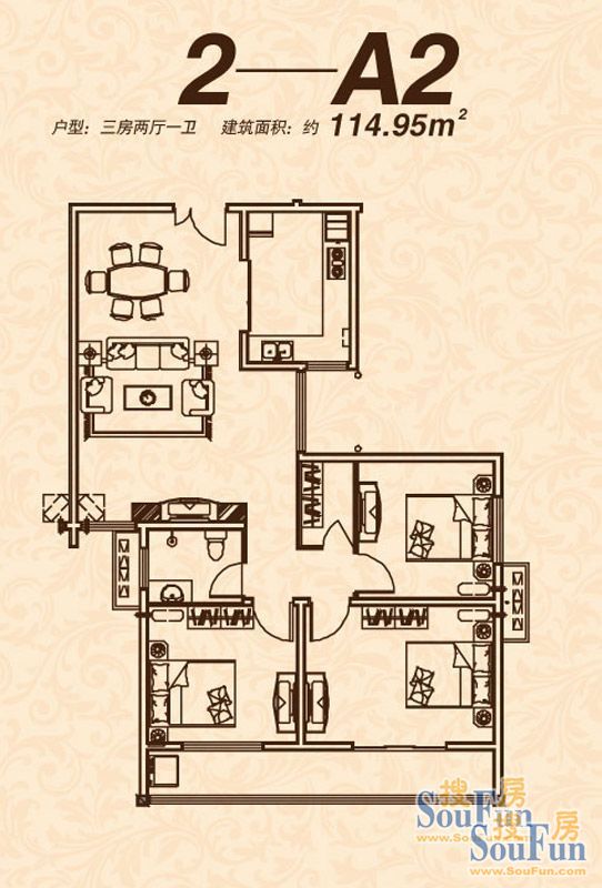 旭日龙园-混合型风格-三居室