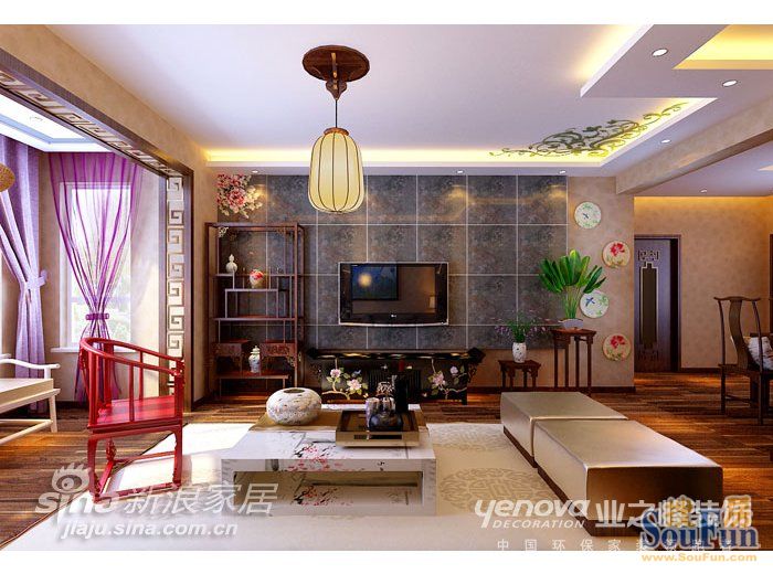 海富金棕榈72米新中式风格;-中式古典-二居室