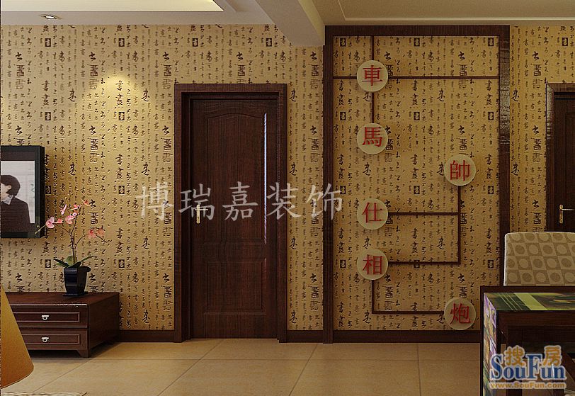 锦城装修效果图-中式古典-二居室