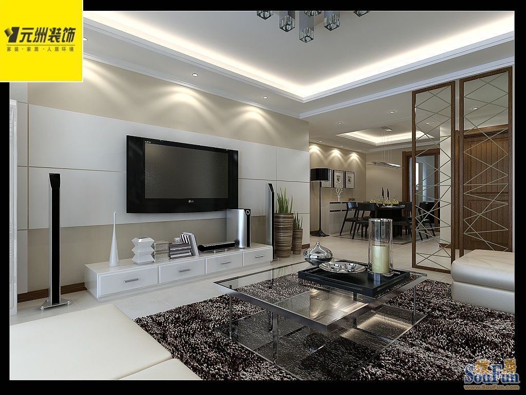 胶南中海150平米三居室-现代简约风格;装修设计案例-现代简约-三居室