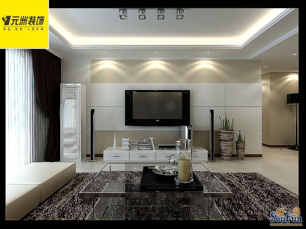胶南中海150平米三居室-现代简约风格;装修设计案例-现代简约-三居室