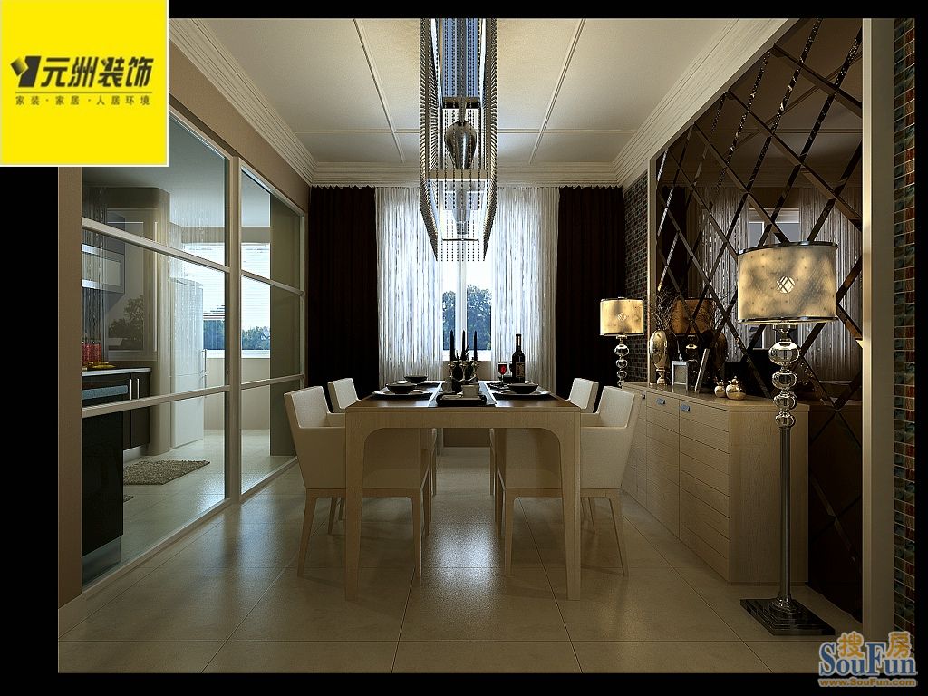 银海四室两厅两卫210平60万简欧风格;装修设计效果图-欧美风情-四居室
