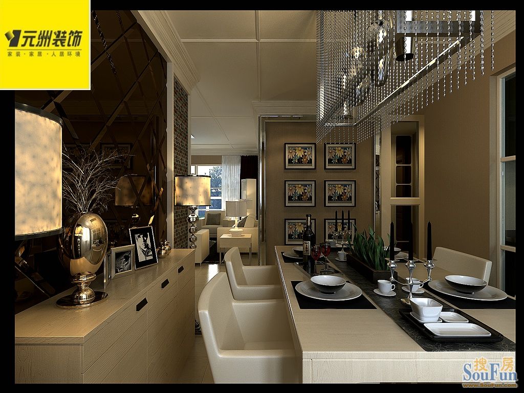 银海四室两厅两卫210平60万简欧风格;装修设计效果图-欧美风情-四居室