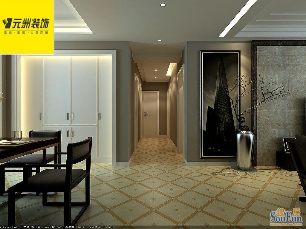 碧佛利山庄三室两厅两卫170平40万简约风格;装修设计效果图-现代简约-三居室
