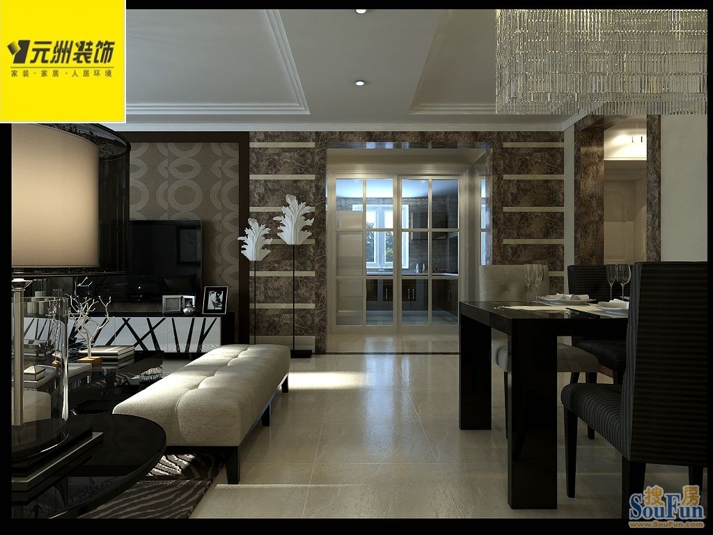 中央国际140平米三室两厅两卫现代简约风格;装修效果图-现代简约-三居室