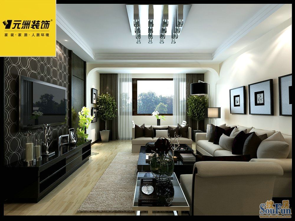 金领世家110平米现代简约风格;装修设计效果图-现代简约-一居室