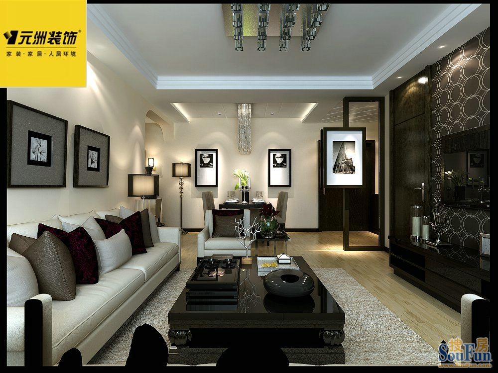 金领世家110平米现代简约风格;装修设计效果图-现代简约-一居室