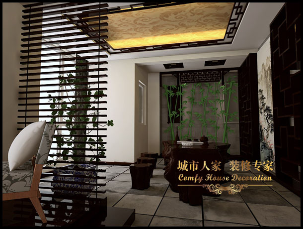 黄海国际公寓-中式古典-三居室