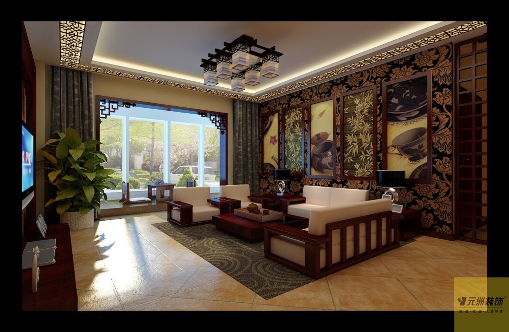 五龙湾阳光海岸-中式风格-四居室