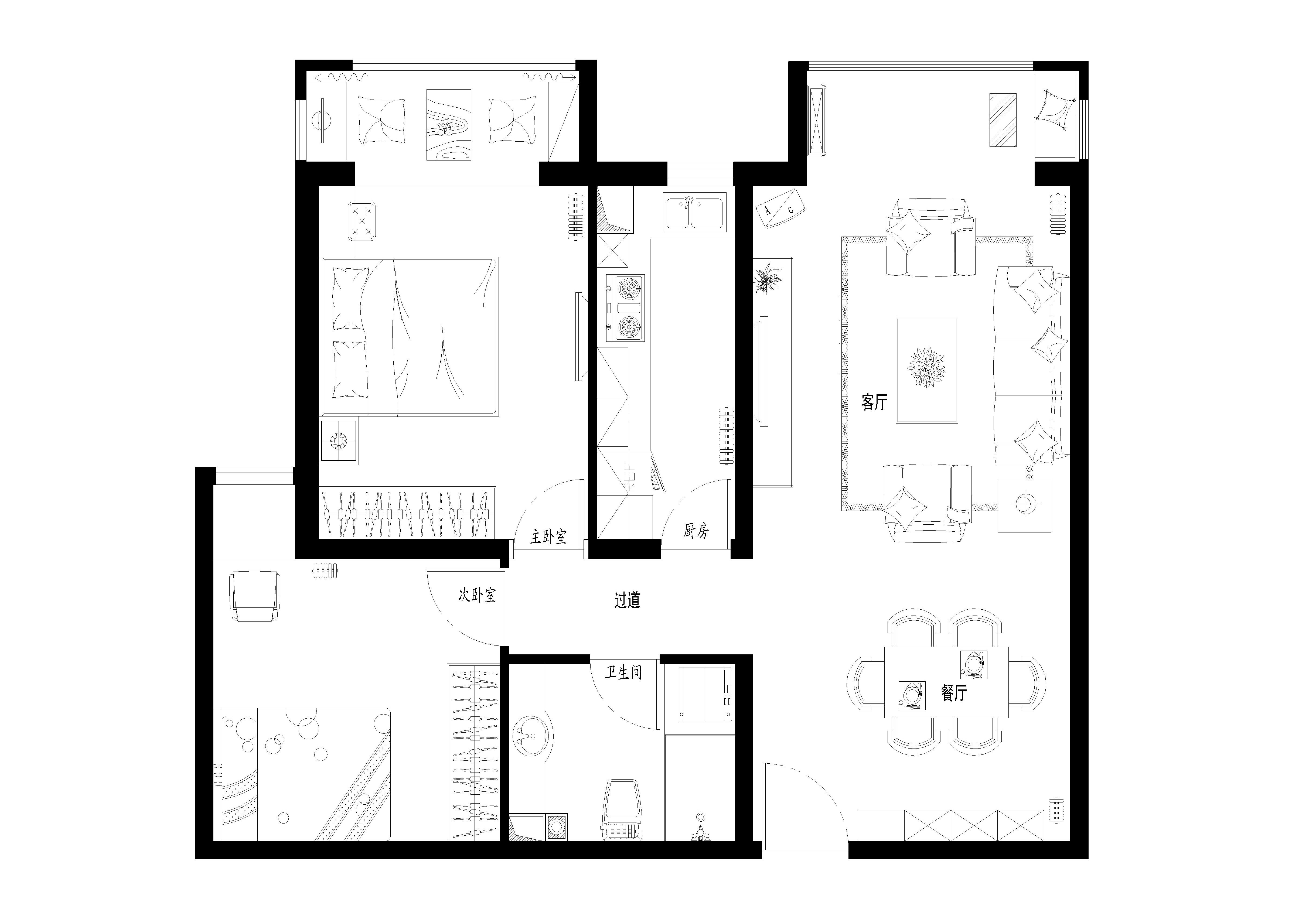 康泰家园-混合型风格-二居室