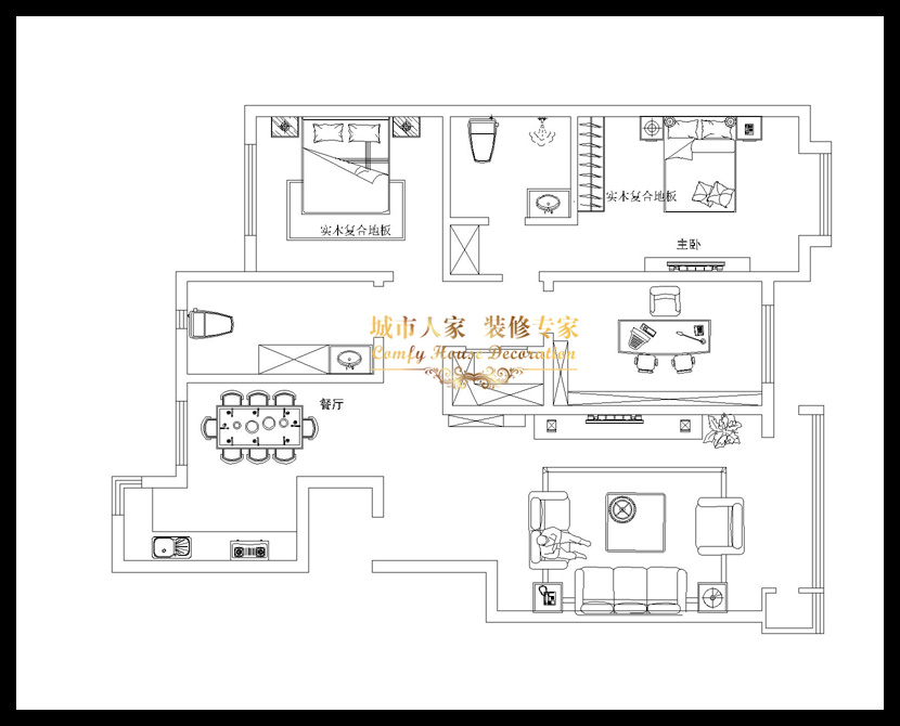 莱西金桂花园-中式古典-三居室