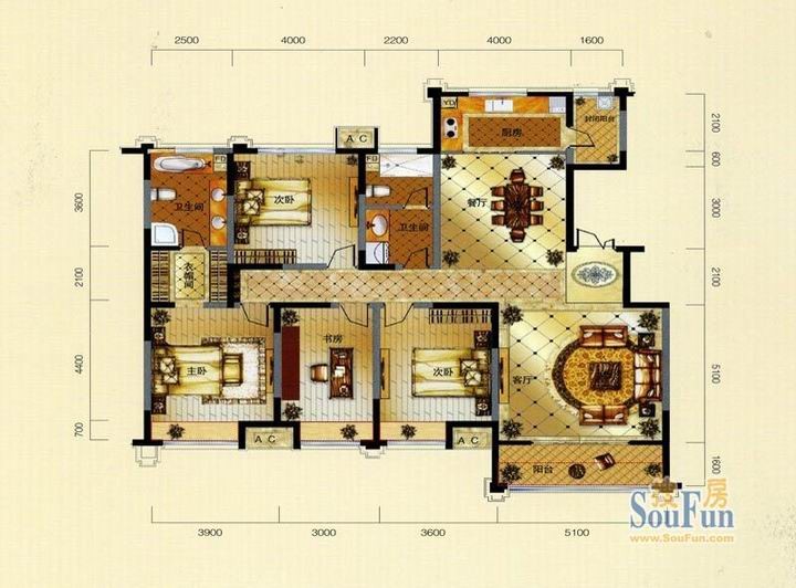 金地·铂悦-混合型风格-三居室
