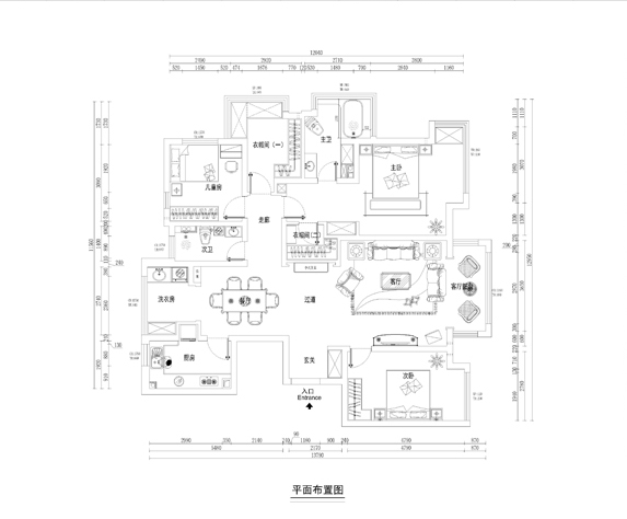 万达广场-中式古典-三居室