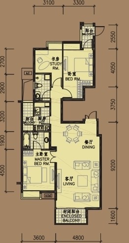 晓港名城-中式古典-三居室