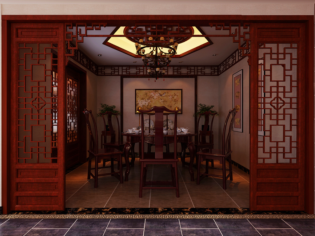中堂别墅-中式古典-六居室